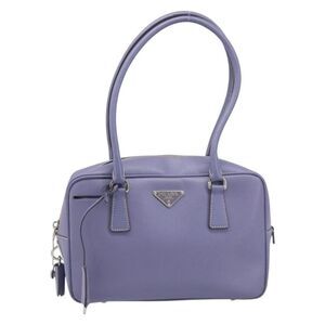 Prada Bauletto Vernice Saffiano Leather Purple Leather Handbag